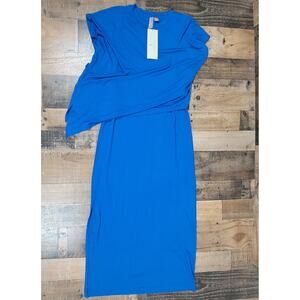 NWT Sweaty Betty Mellow Midi Tie Summer Dress‎ Aquatic Blue Small Adjustable